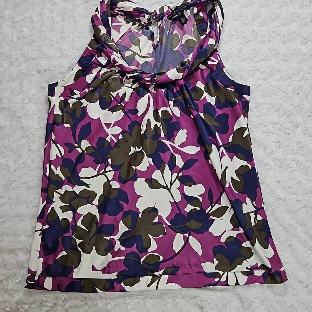 Banana Republic Sleeveless Floral Top Purple Watercolor